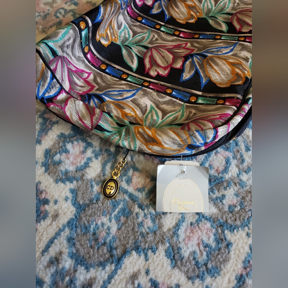 Vintage Christian Dior Floral Print Multi Color Zip Around Bag NWT Designer Boho - Picture 2 of 16